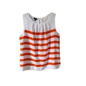 Talbots White and Orange Striped Blouse